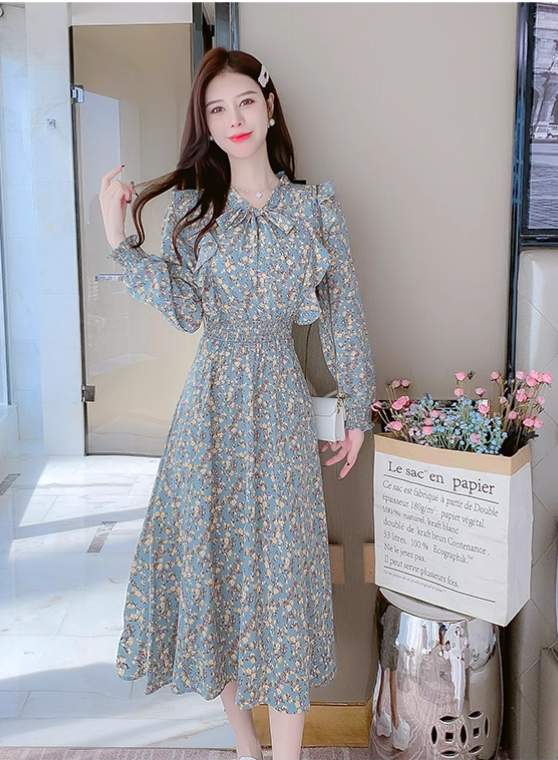 New Fashion Simple Floaral Design Women Long Dress TP3049
