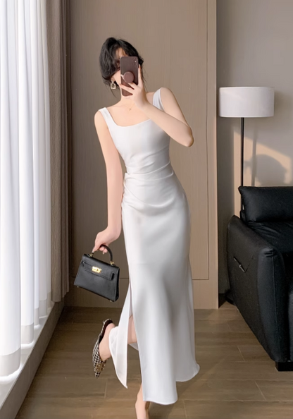 Vintage Simple Design Slim Spaghetti Strap Dress TP3058