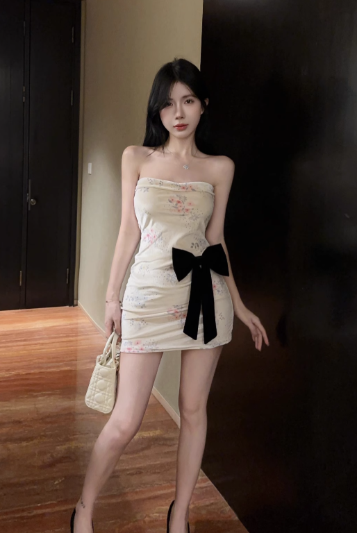 New Fashion Floral Bow Bodycon Design A-line Sleeveless Strapless Homecoming DressTP3722