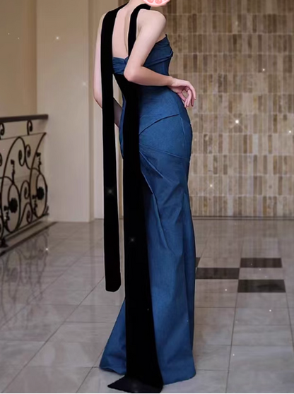 Vintage Teal Blue Strapless Sweetheart Mermaid Prom Dress TP5650