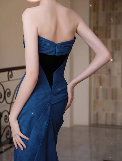 Vintage Teal Blue Strapless Sweetheart Mermaid Prom Dress TP5650