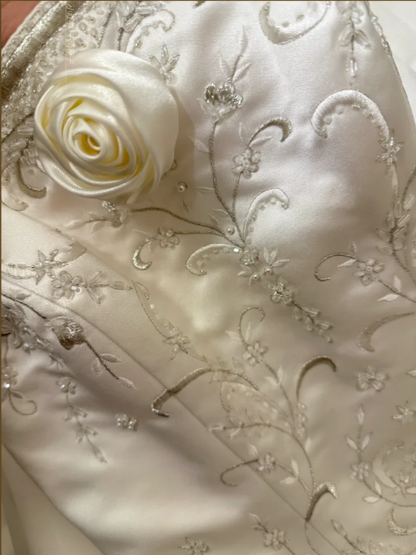 Gorgeous Satin Strapless Embroidery A-Line Wedding Dress TP5409