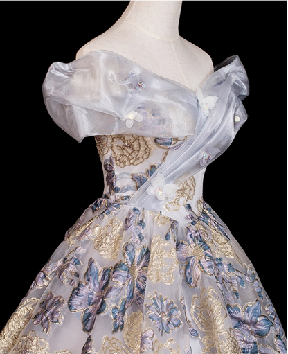 Glamorous Floral Embroidery Off-Shoulder A-Line Sweet 15 Quinceanera Ball Gown TP5502