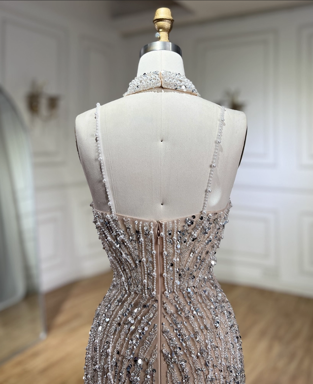 Vintage Spaghetti Strap Sequin Mermaid Tulle Evening Gown TP5525