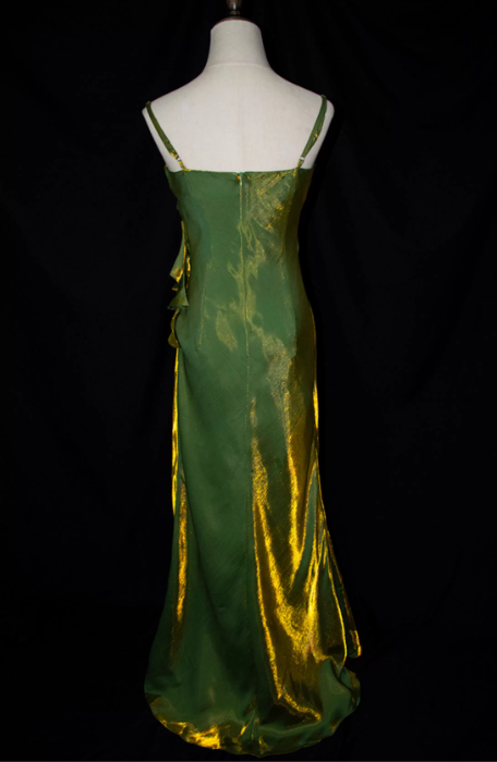 Elegant Satin Spaghetti Strap Prom Dress Sheath 3D Flower Evening Gown TP5532