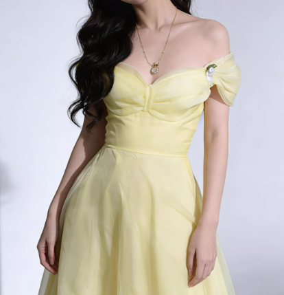 Enchanting Off-Shoulder Lemon Yellow Tulle Ruffled Sweet 16 Quinceanera Ball Gown TP5604
