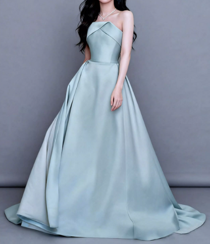 Enchanting Soft Mint Satin Strapless Ruched Sweet 15 Quinceanera Ball Gown TP5611
