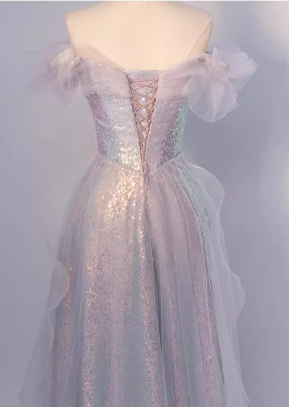 Elegant Iridescent Lavender Off-the-Shoulder Sweet 15 Quinceanera Ball Gown TP5667
