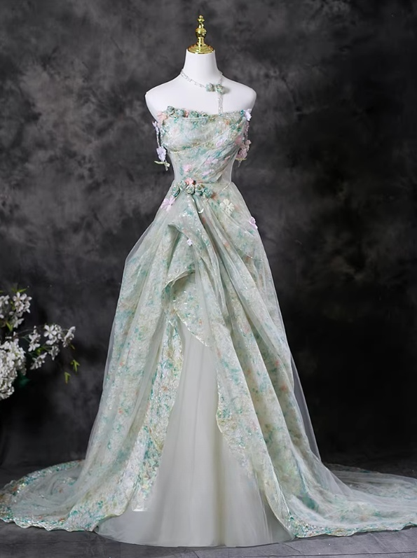 Romantic Floral Strapless 3D Flower Appliqués Sweet 15 Quinceanera Ball Gown TP5673