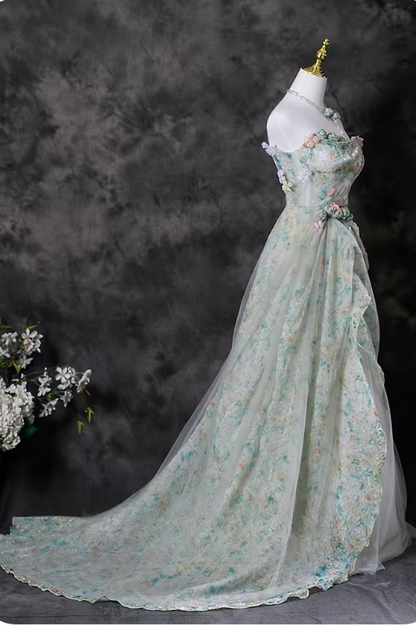 Romantic Floral Strapless 3D Flower Appliqués Sweet 15 Quinceanera Ball Gown TP5673