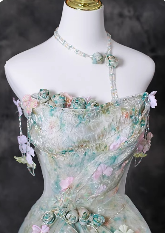 Romantic Floral Strapless 3D Flower Appliqués Sweet 15 Quinceanera Ball Gown TP5673