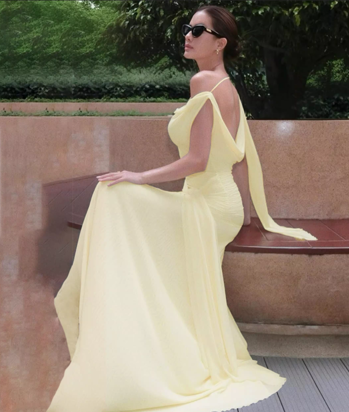 Elegant Draped Cowl Neck Sleeveless Evening Gown TP5725