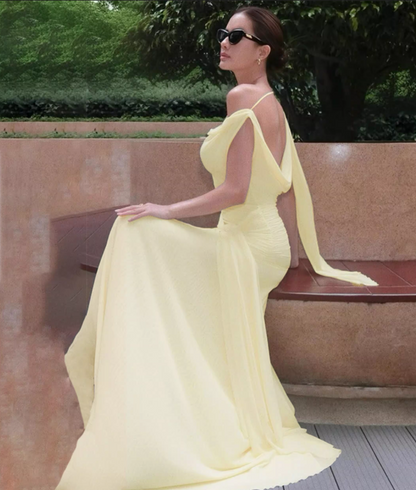 Elegant Draped Cowl Neck Sleeveless Evening Gown TP5725