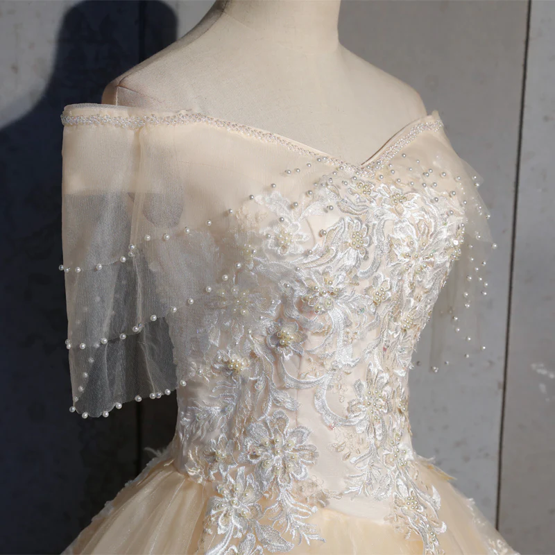 Lovely Tulle Long Sweetheart Champane Sweet 16 Dress, Long Formal Gown gh311