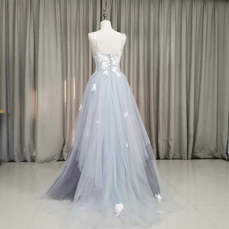 Fashionable Grey Tulle Sweetheart Straps Long Party Dress, Sweet 16 Dress  gh352