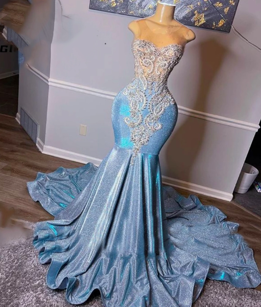 light blue prom dresses crystal evening dresses sequins evening gowns mermaid prom dresses