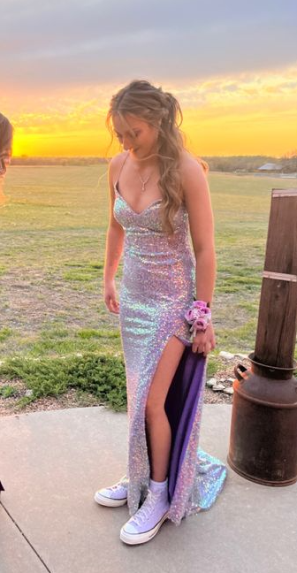 Lilac Sequin Prom Dresses Women Evening Gowns