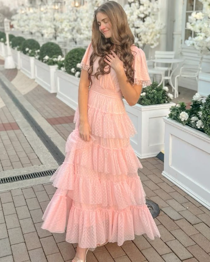 pink prom dress long evening formal gown