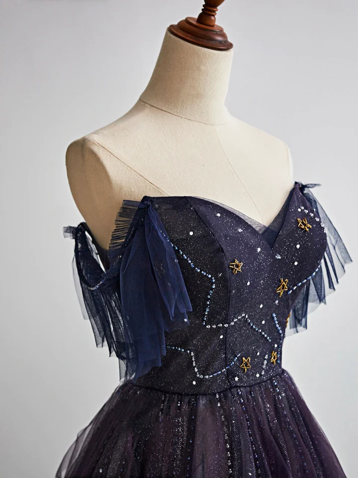 Purple Gradient Tulle Long Prom Dress, Beautiful A-Line Evening Party Dress gh2643