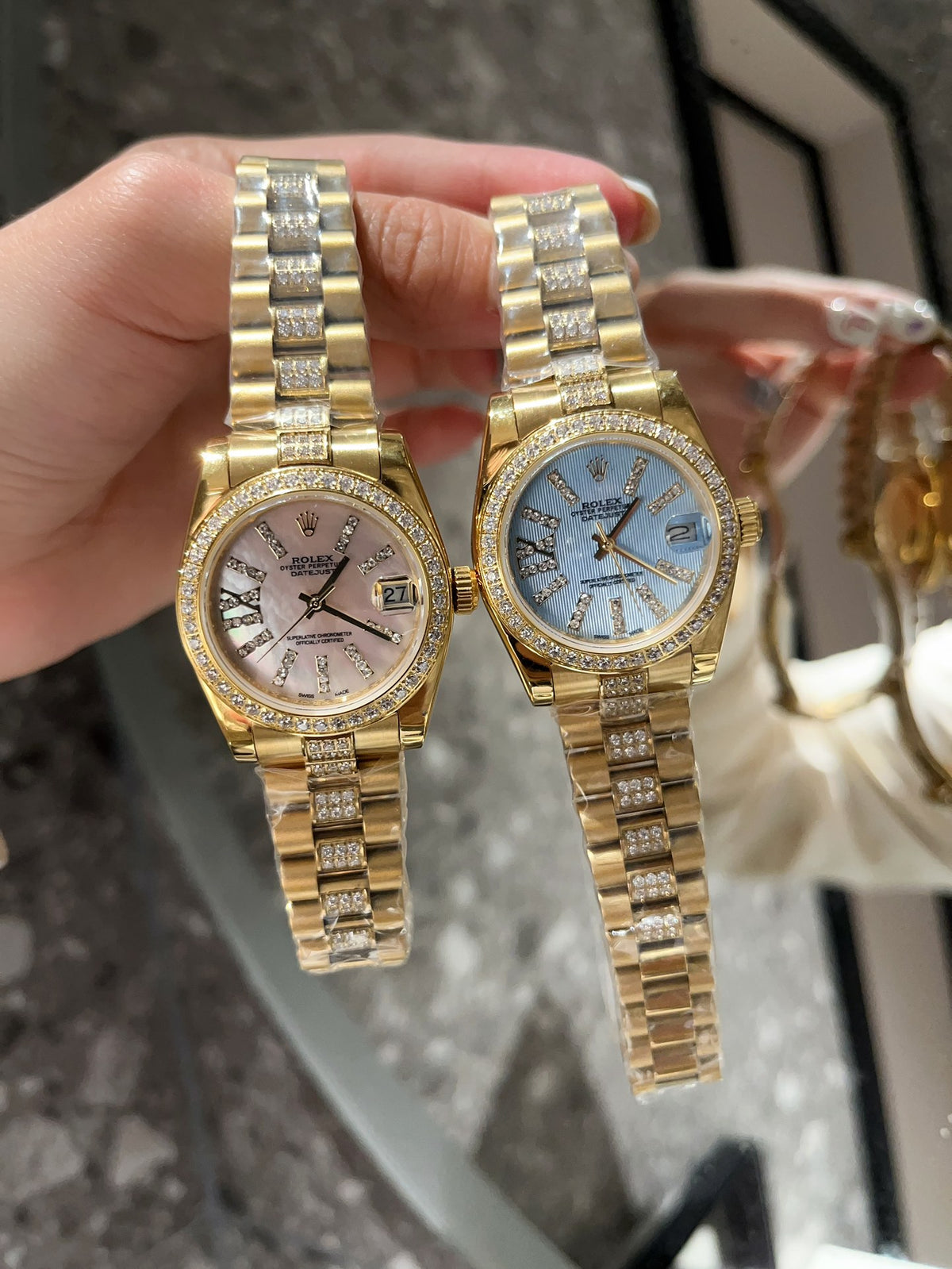 Rolex Datejust Diamond In Gold With Blue Dial 31Mm