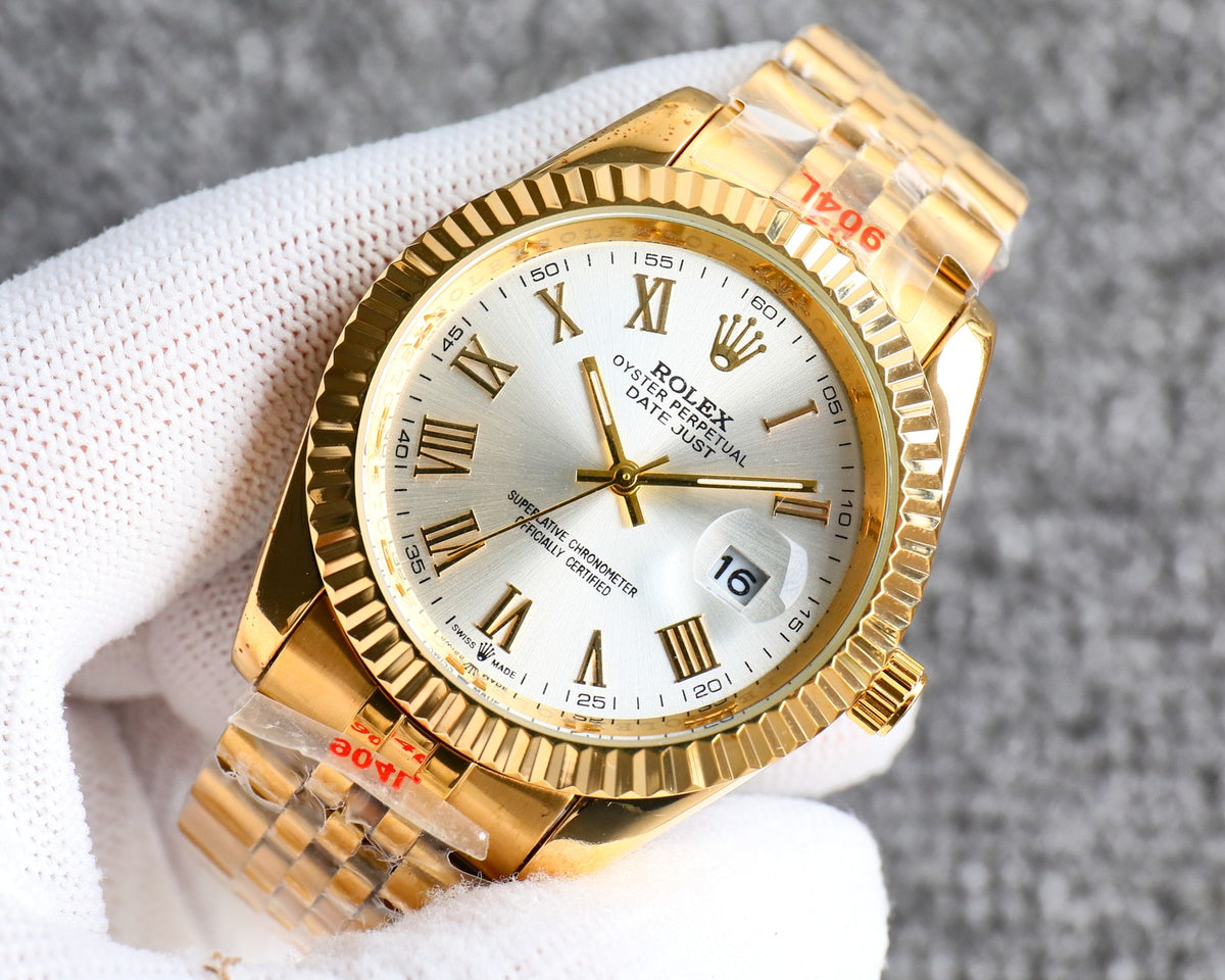 Rolex Datejust Roman Numeral Dial Gold In White 41Mm