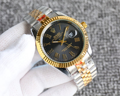 Rolex Datejust Roman Numeral Dial Oystersteel And Gold In Black 41Mm