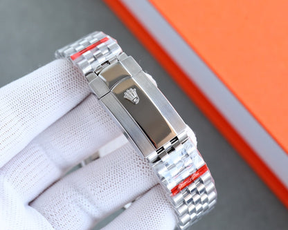 Rolex Datejust Silver Dial With Silver Strap Palm Leaf Pattern 36Mm
