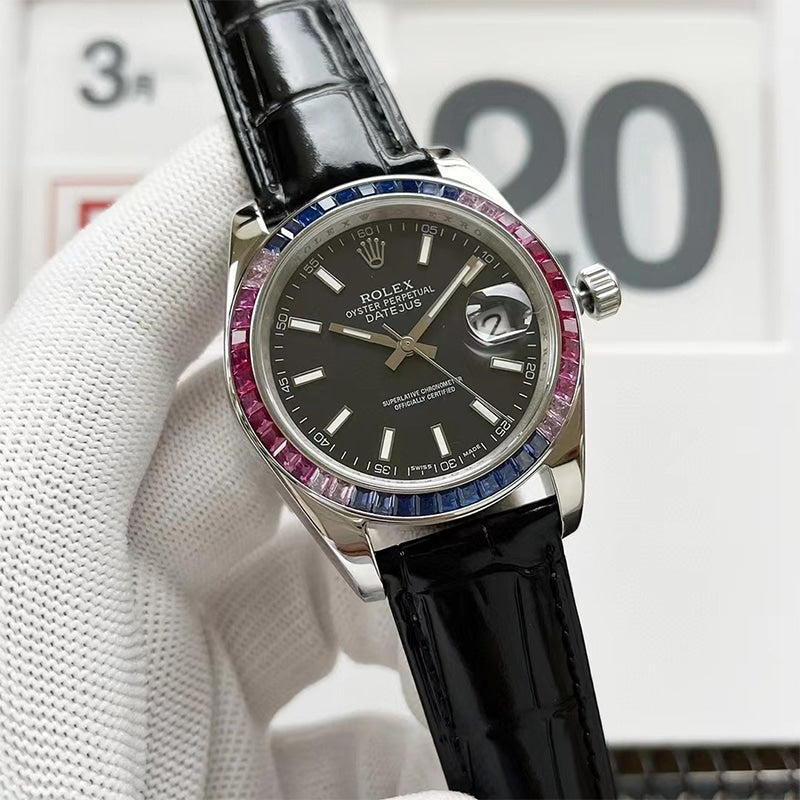 Rolex Oyster Perpetual Datejus Black Dial Ruby Around 40Mm