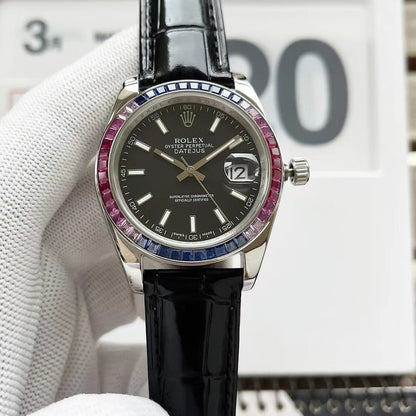 Rolex Oyster Perpetual Datejus Black Dial Ruby Around 40Mm
