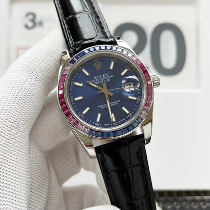 Rolex Oyster Perpetual Datejus Navy Blue Dial Ruby Around 40Mm