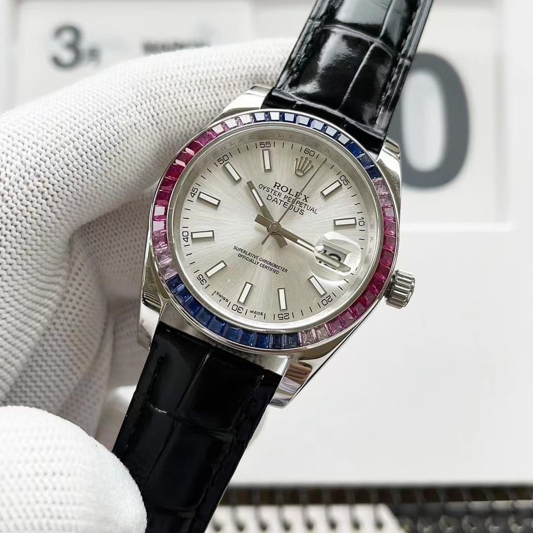 Rolex Oyster Perpetual Datejus White Dial Ruby Around 40Mm