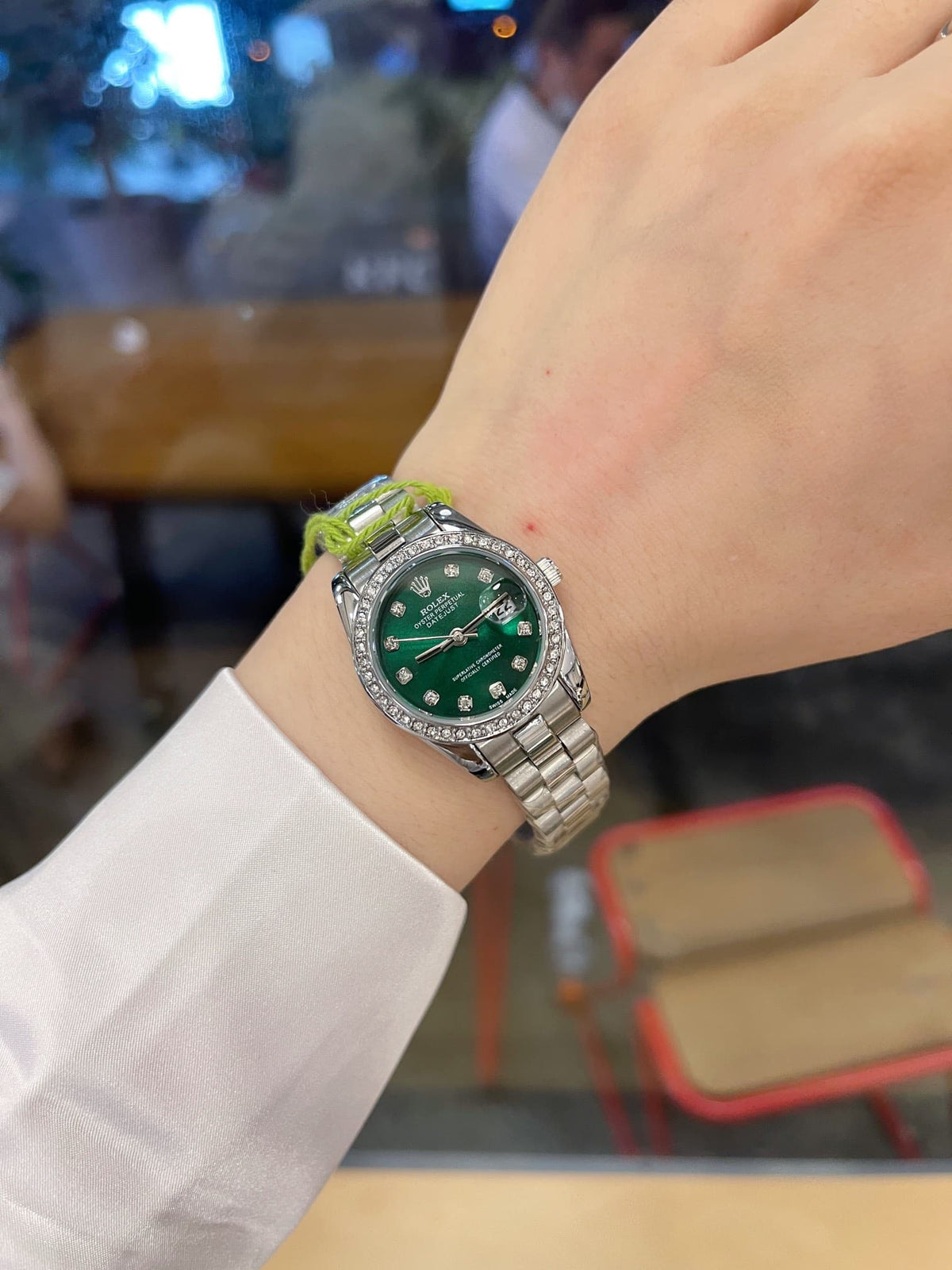 Rolex Lady Datejust 28 Silver Jubilee Diamond Dial In Green 31Mm