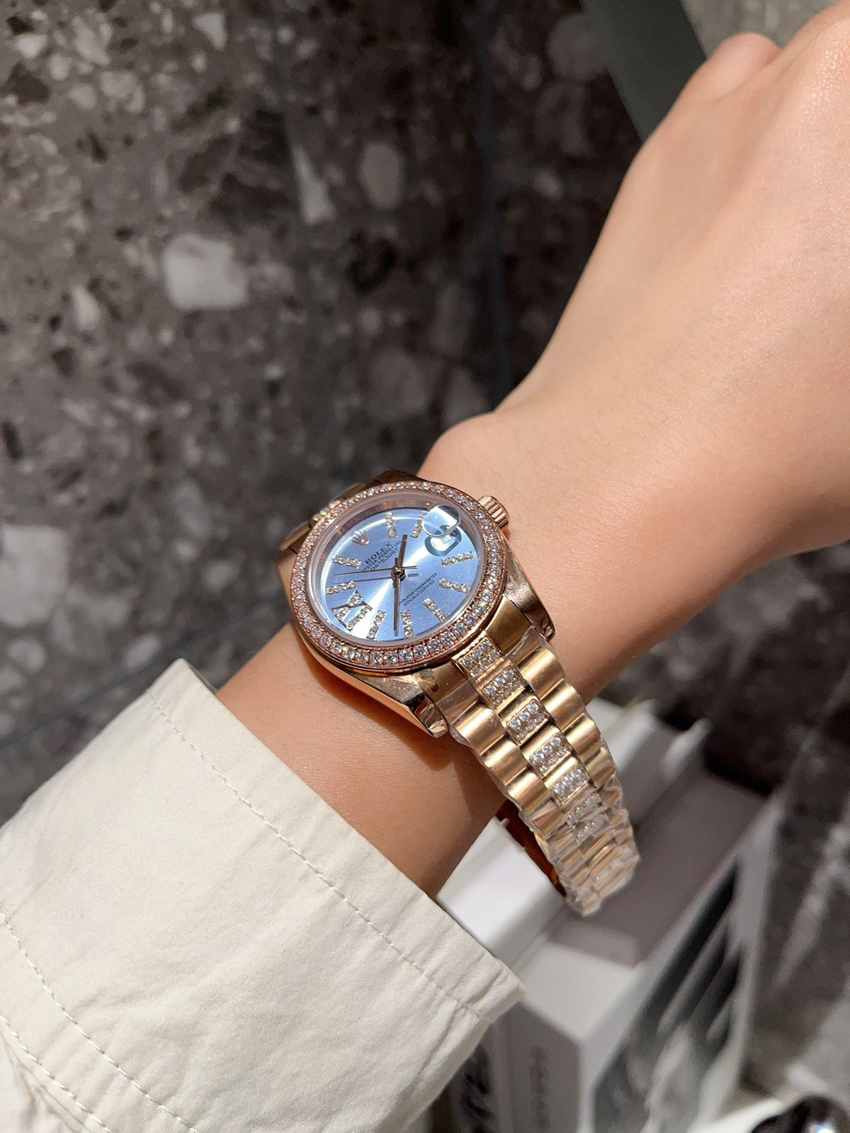 Rolex Datejust Diamond In Rose Gold With Blue Dial 31Mm