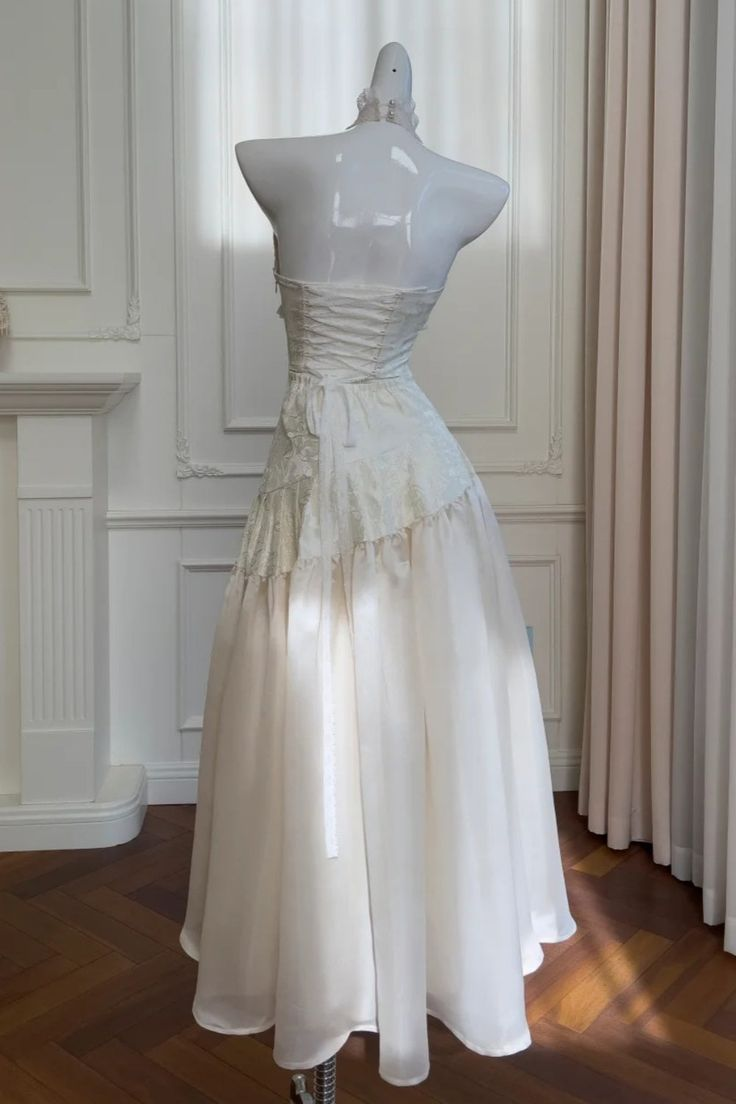Sweet Halter V Neck Pink Satin A Line Long Party Dress Prom Gown SP1568