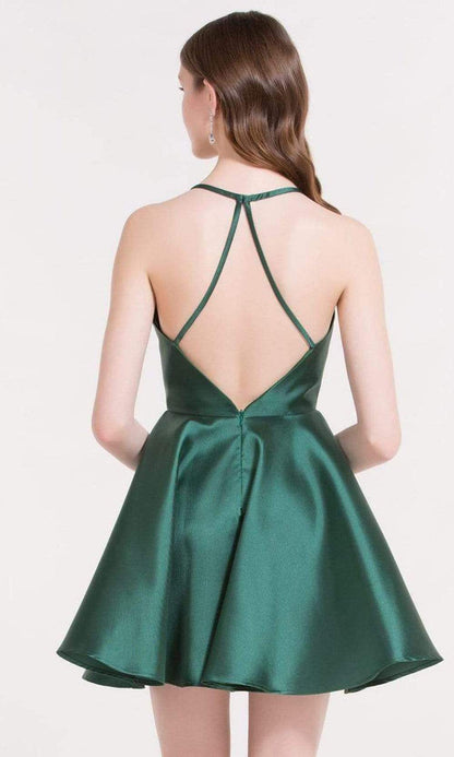 Round neckline sleeveless thin shoulder strap backless short mini Homecoming Dress