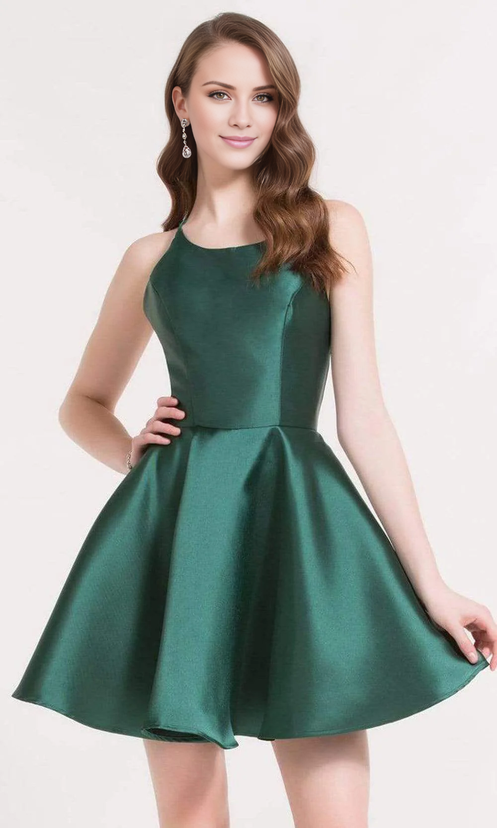 Round neckline sleeveless thin shoulder strap backless short mini Homecoming Dress