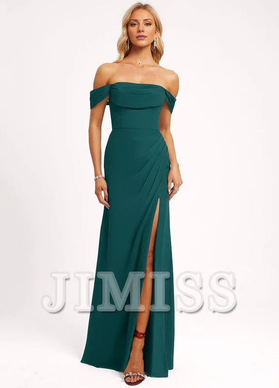 Ruffled A-line Floor-length Chiffon Bridesmaids Dress