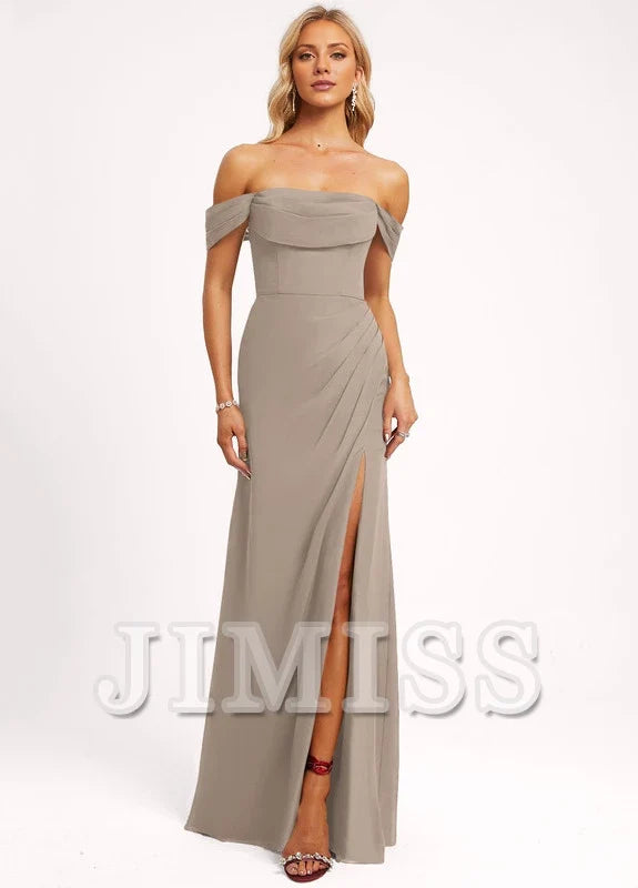 Ruffled A-line Floor-length Chiffon Bridesmaids Dress
