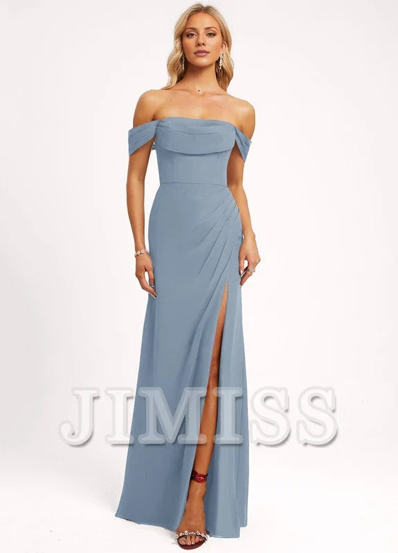 Ruffled A-line Floor-length Chiffon Bridesmaids Dress