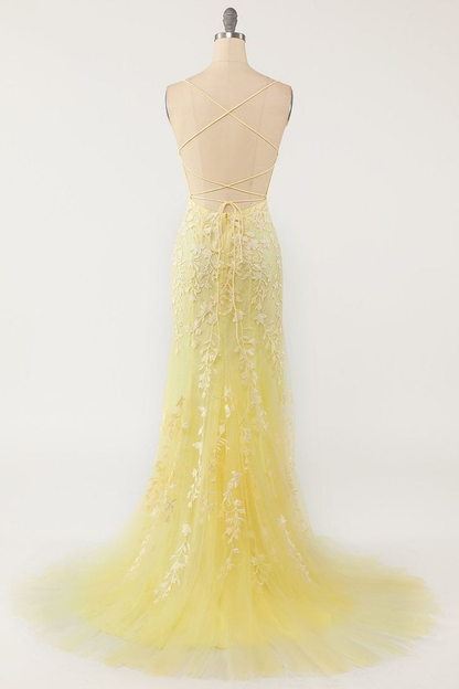 Pink Mermaid Long Prom Dress with Appliques  Y7435