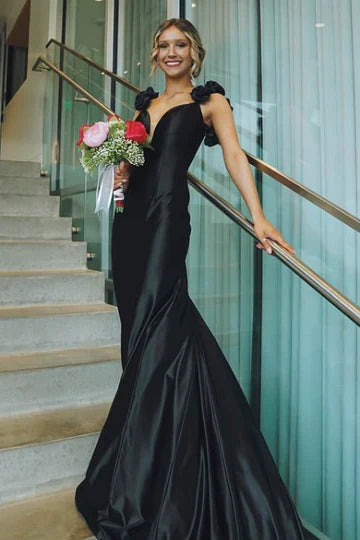 Sexy Mermaid Straps Neckline Pink Satin Backless Evening Gown Prom Dresses