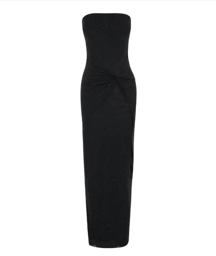 Black shiny stylish elegant off-shoulder sequined long slim fit floor-length ball gown evening dress party dress gh3474