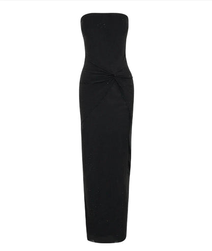 Black shiny stylish elegant off-shoulder sequined long slim fit floor-length ball gown evening dress party dress gh3474