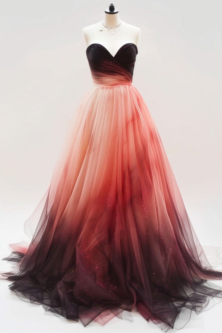 Retro Ball Gown Sweetheart Ombre Pink Party Dress Prom Dress Evening Dress