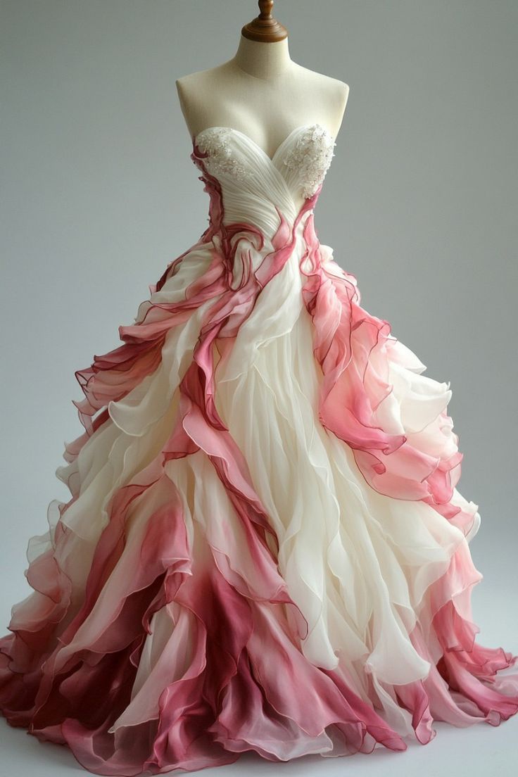 Retro Ball Gown Sweetheart Pink Layers Evening Dress Prom Dresses