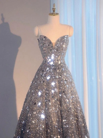 Sexy Ball Gown Sweetheart Sequin Long Evening Gowns Prom Dresses