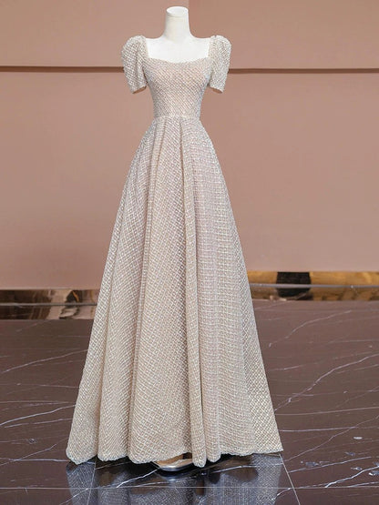 Unique Ball Gown Strapless Short Sleeves Long Wedding Dresses