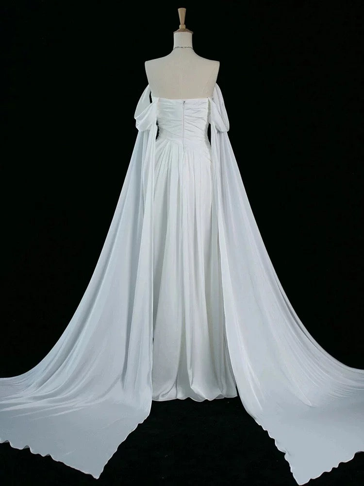 Vintage A Line Off The Shoulder Satin Prom Dresses Long Evening Gown Formal Party Dress