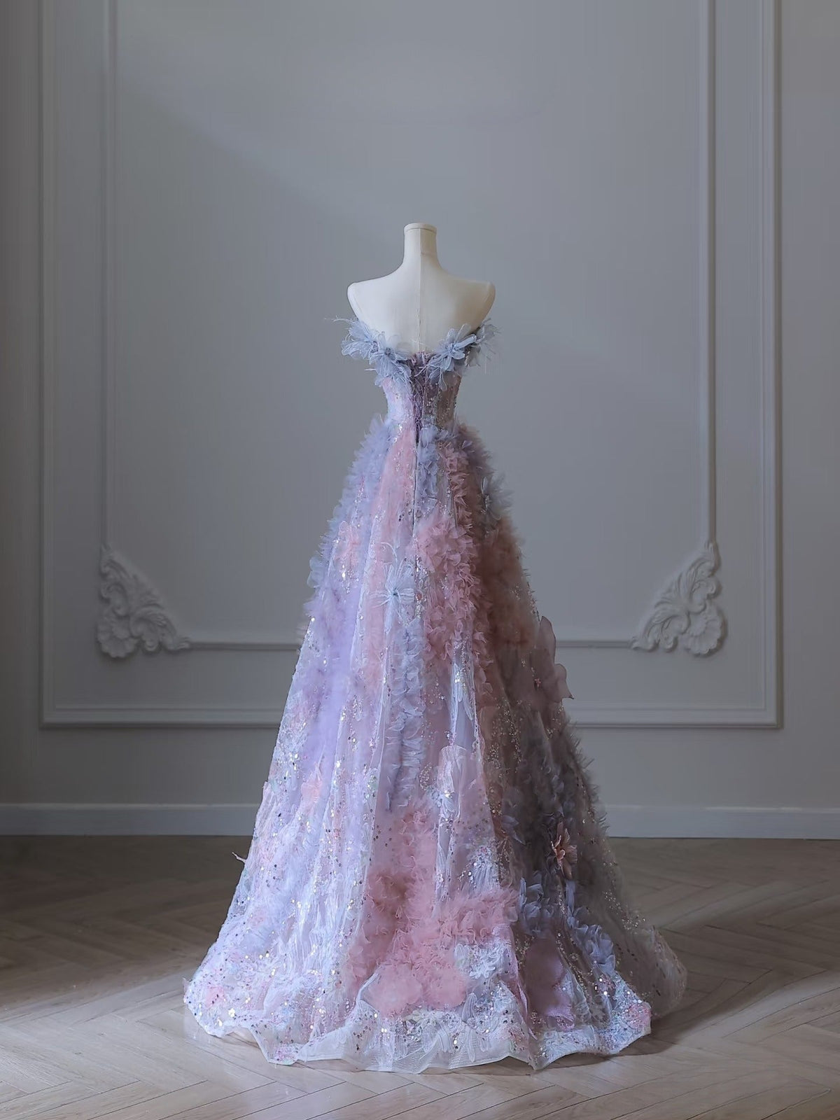 Pretty A line Sweetheart Tulle Long Prom Dresses Evening Gowns