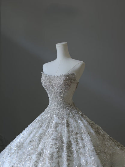 Timeless Ball Gown Sweetheart Sequin Ivory Long Wedding Dress Bridal Dresses
